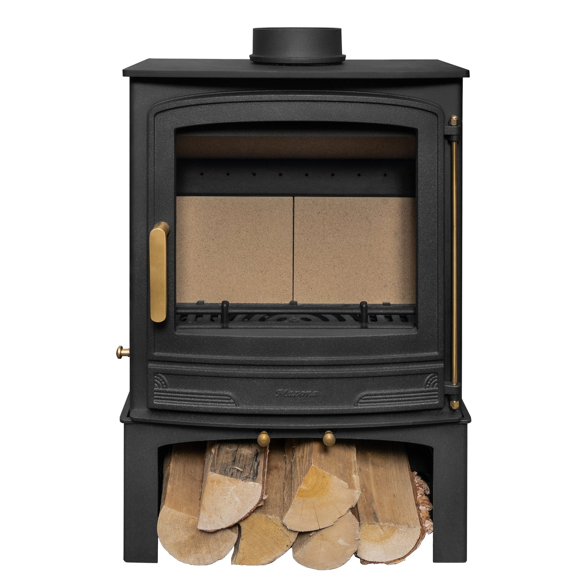 Mazona Warwick Widescreen 5kW Multifuel Woodburning Stove, With Log Store, Freestanding, Eco Design Approved, Defra Approved