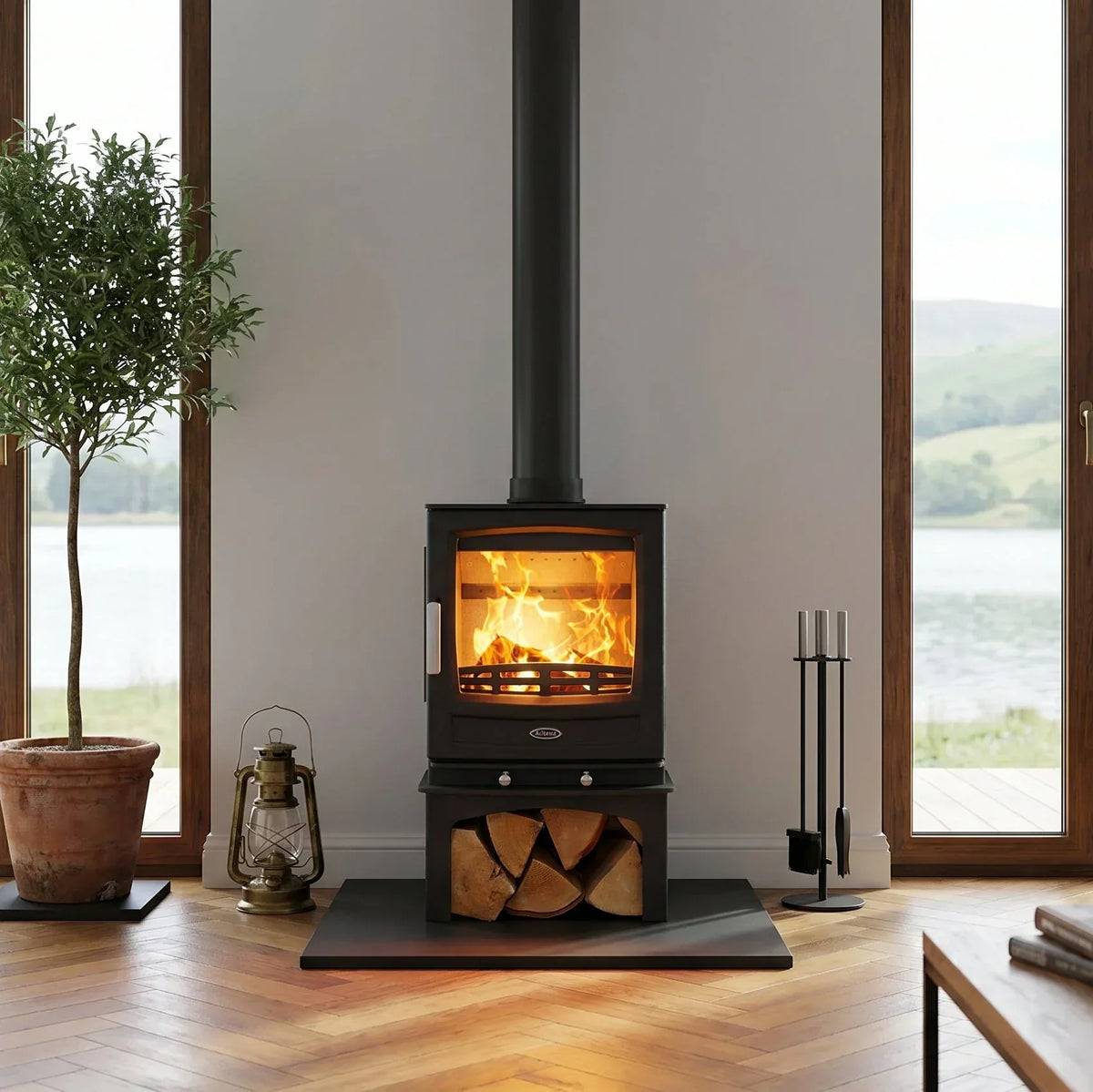 Arizona A05 5kW Eco Design Multi-Fuel Stove And log Store