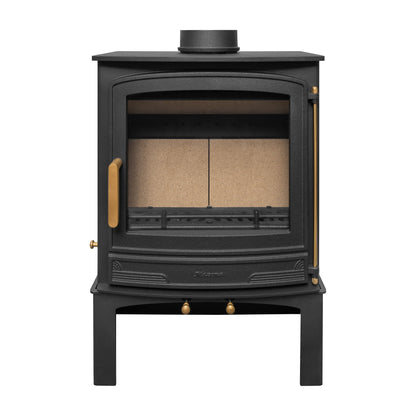 Mazona Warwick Widescreen 5kW Multifuel Woodburning Stove, With Log Store, Freestanding, Eco Design Approved, Defra Approved